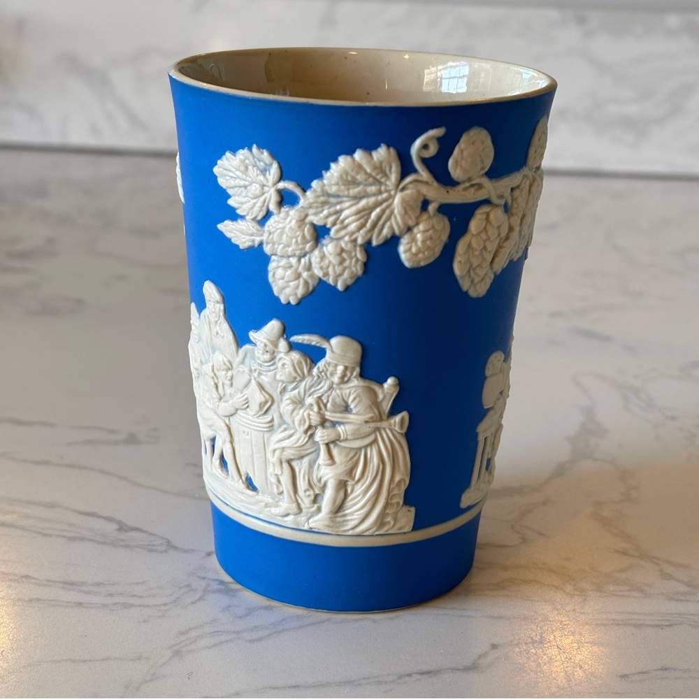 Copeland Spode Blue Jasperware English Tavern Pub Scene from England Wine Cup